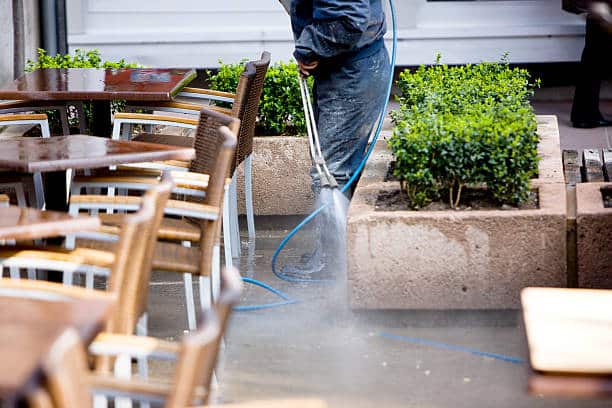 Professional commercial pressure washing of exterior surfaces